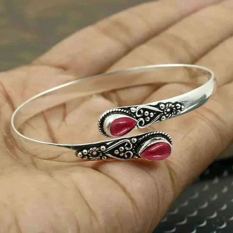 Pulsera Retro Gourmette Gota de Agua roja