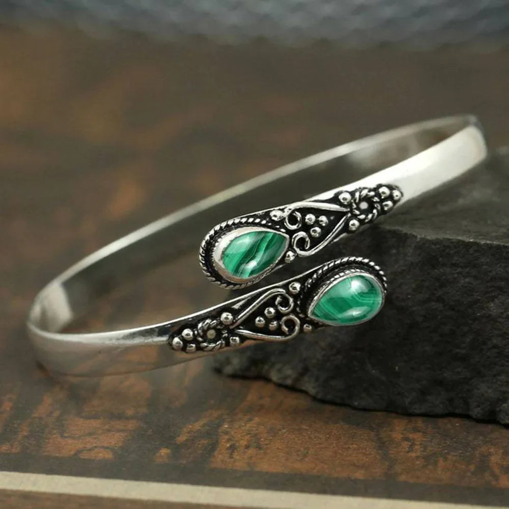 Pulsera Retro Gourmette Gota de Agua verde
