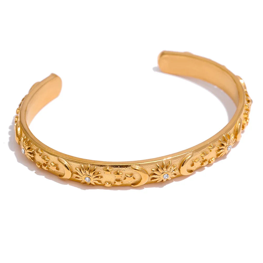 Pulsera Retro Lunas y Soles con Circonio