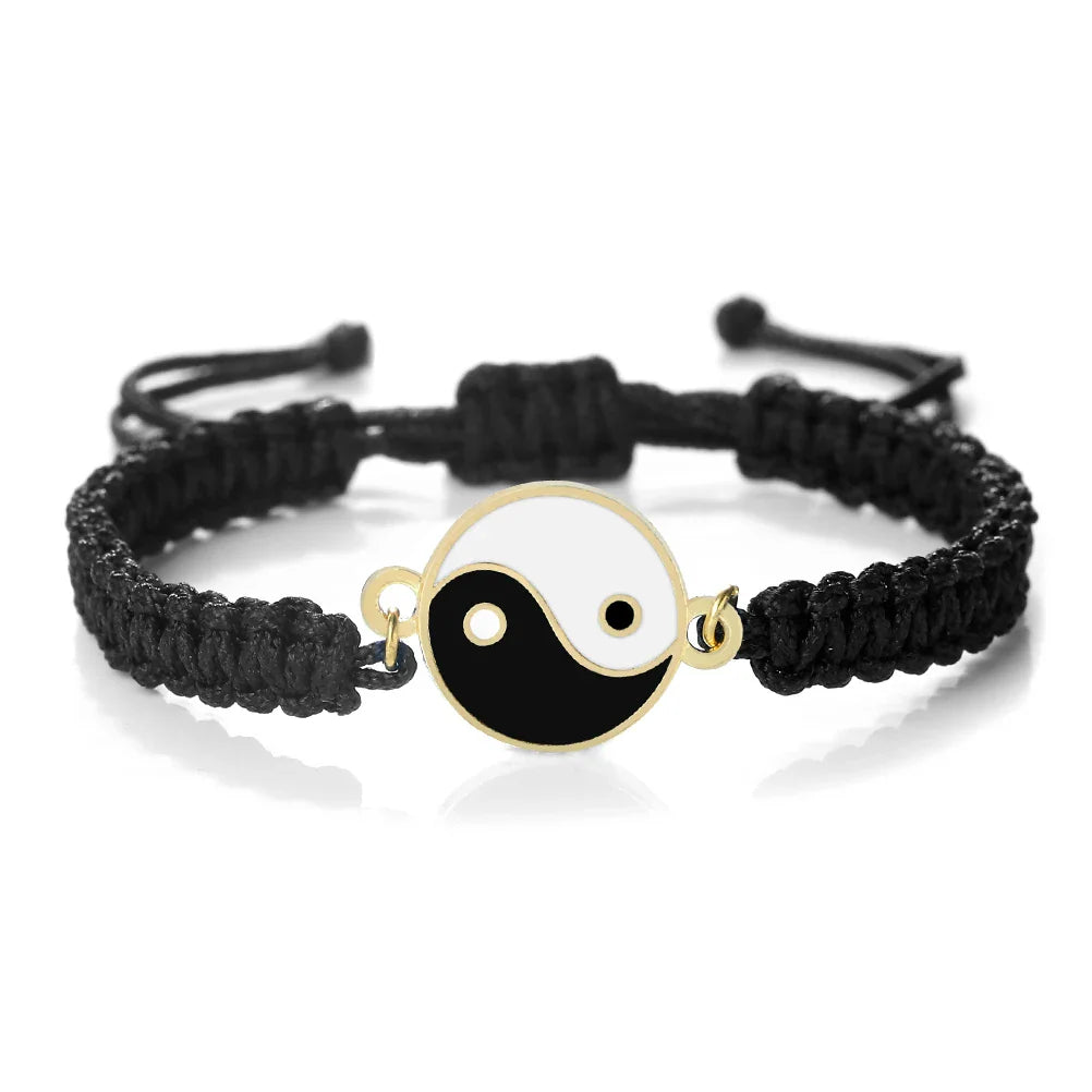 Pulsera Trenzada Yin Yang negro y oro