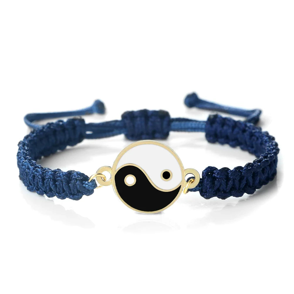Pulsera Trenzada Yin Yang azul y oro