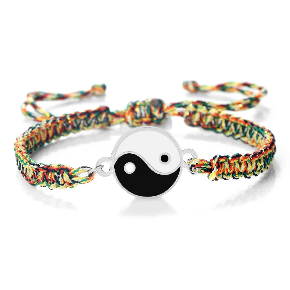 Pulsera Trenzada Yin Yang multicolor y plata