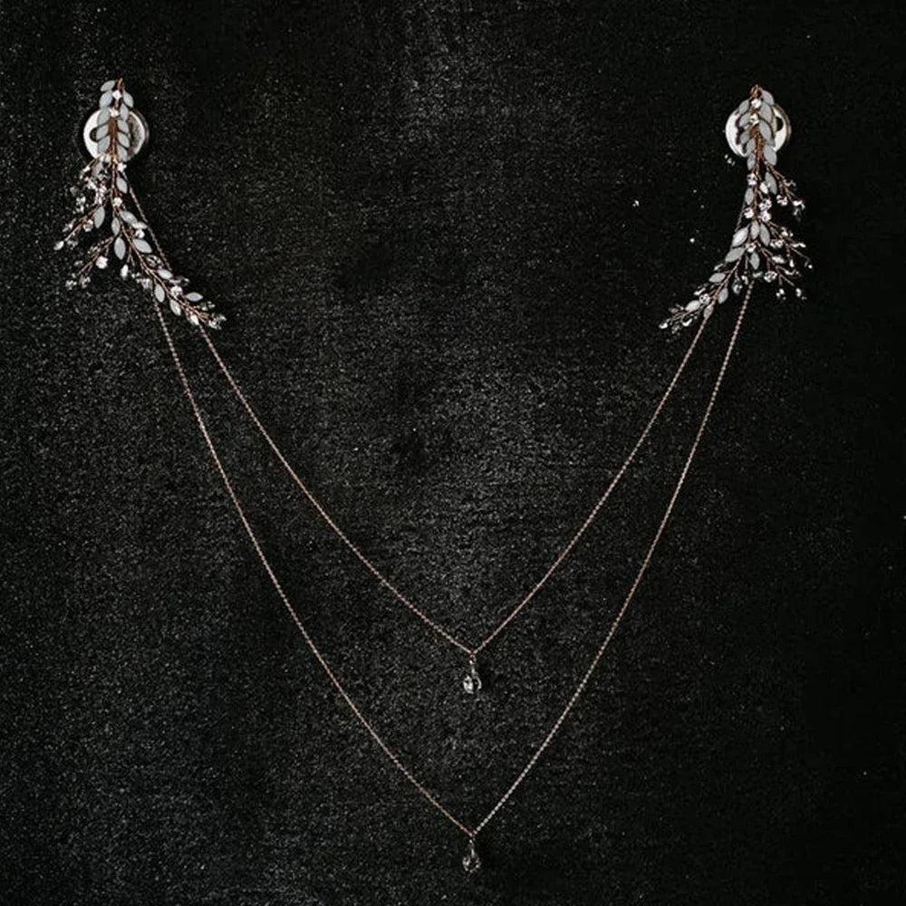 Cadena de Espalda para Boda Collar Adorno Dorsal Mujer plata