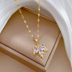 Collar con Colgante de Hoja de Arce Coloreada blanca