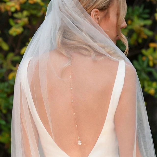 Collar Cadena de Espalda de Boda con Diamantes