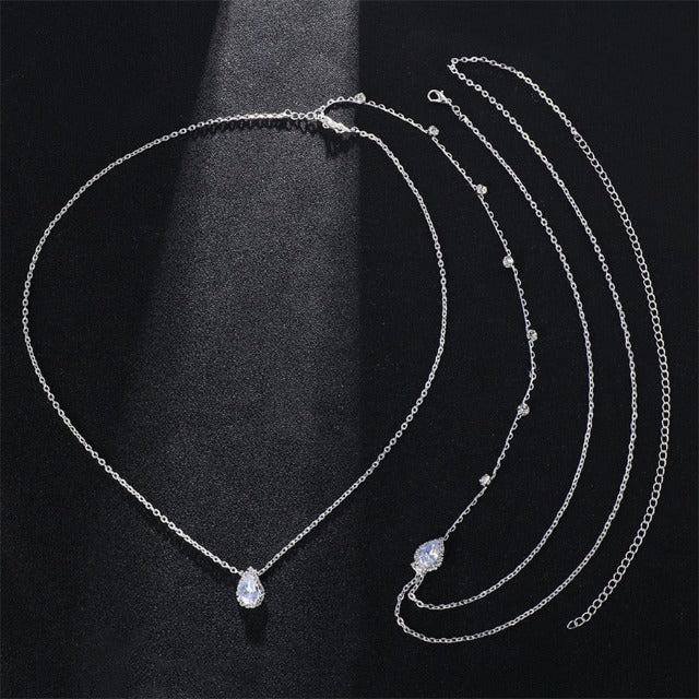 Collar Cadena de Espalda de Boda con Diamantes plata