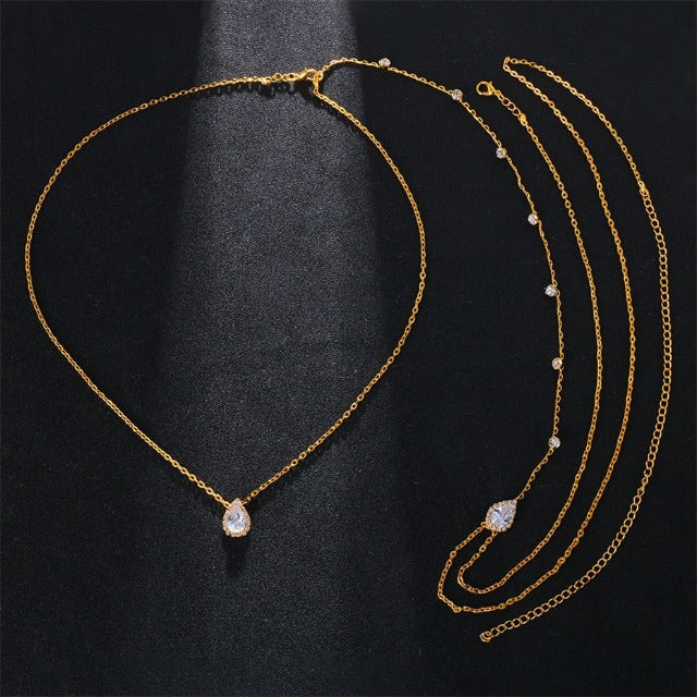 Collar Cadena de Espalda de Boda con Diamantes oro