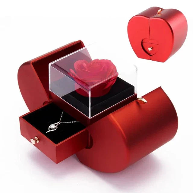 Collar Corazón Amor con Caja Sorpresa y Pequeña Nota Dulce