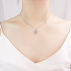 Collar Corazón Trébol de 4 Hojas Colgante Amuleto de la Suerte en Plata