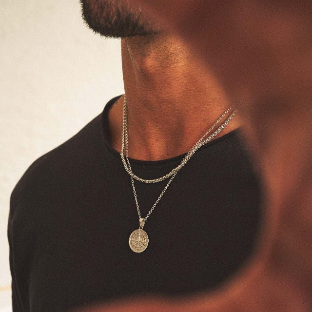 Collar Brújula para Hombre Oro & Plata plata
