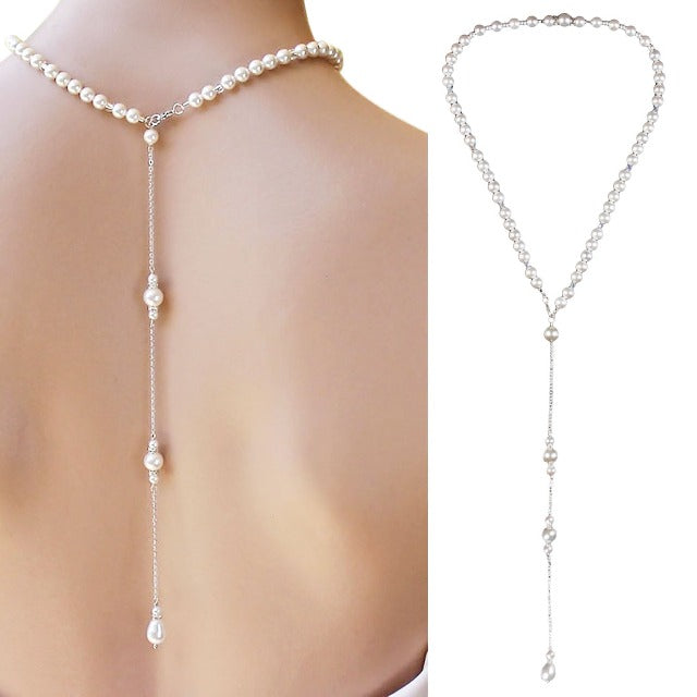 Collar de Espalda para Boda con Perlas para Mujer