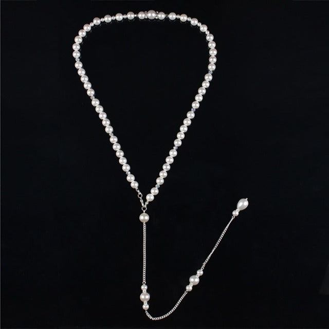 Collar de Espalda para Boda con Perlas para Mujer
