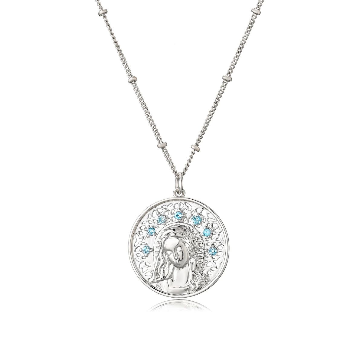 Collar de la Virgen María Colgante Cristiano plata