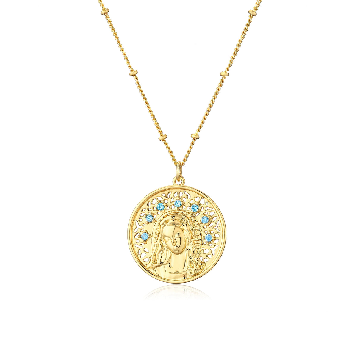 Collar de la Virgen María Colgante Cristiano oro