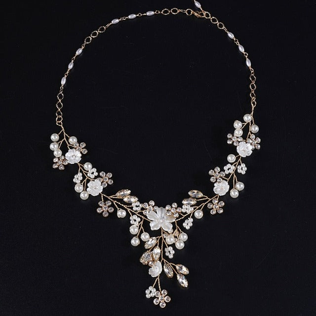 Collar de Boda Flores oro