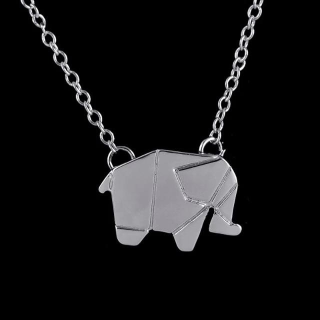 Collar Elefante Origami plata