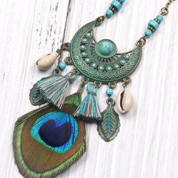 Collar Étnico Pavo Real