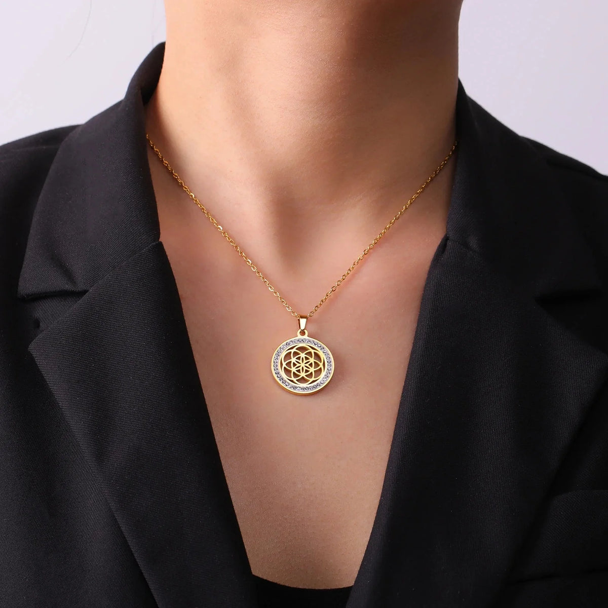 Collar Semilla de la Vida Colgante Mujer Flor de la Vida oro