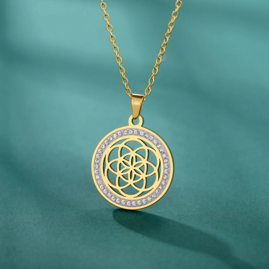 Collar Semilla de la Vida Colgante Mujer Flor de la Vida Oro