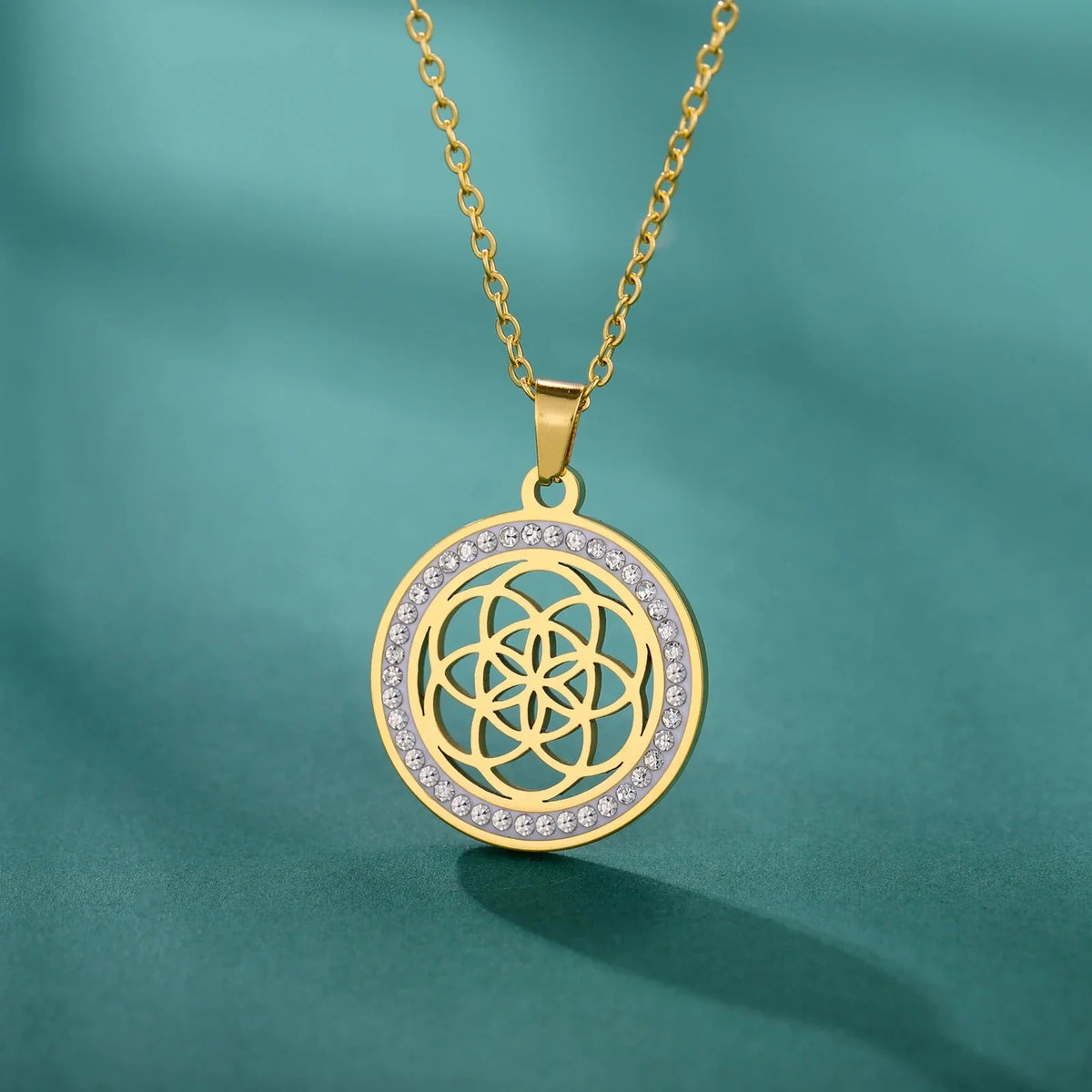 Collar Semilla de la Vida Colgante Mujer Flor de la Vida Oro