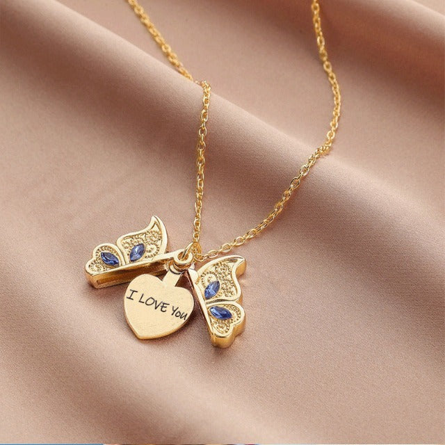 Collar I Love You Papillon oro