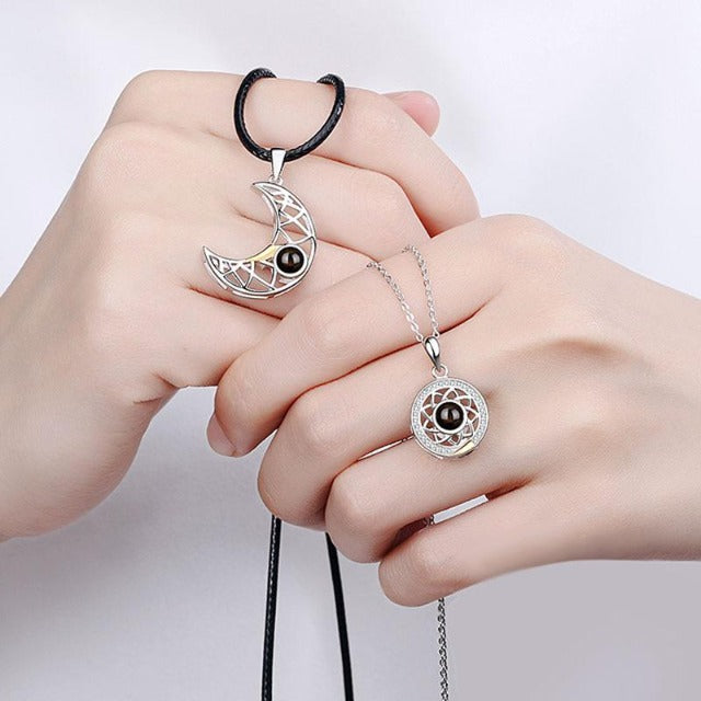 Collar Luna Sol Pareja plata