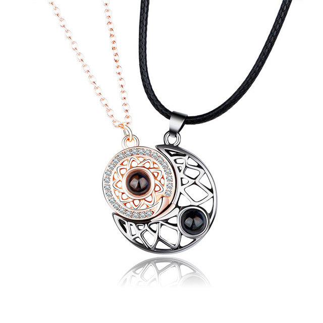 Collar Luna Sol Pareja oro rosa