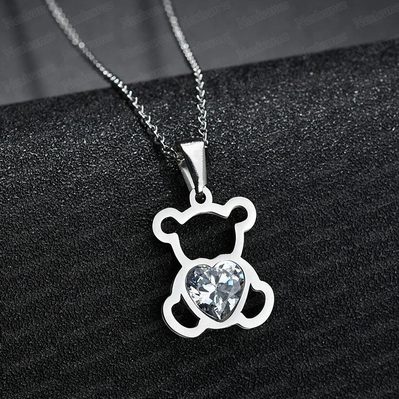 Collar Oso Piedra Plata