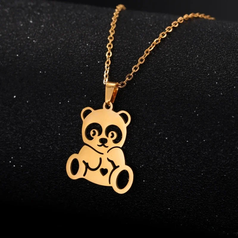 Collar Panda Colgante Lindo Oro