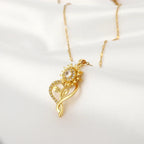 Collar con Colgante de Corazón y Flor de Girasol Giratoria Antiestrés