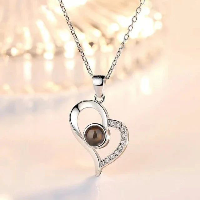 Collar Colgante Corazón "Te Amo" con Caja de Regalo plata