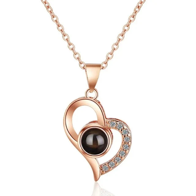 Collar Colgante Corazón "Te Amo" con Caja de Regalo oro