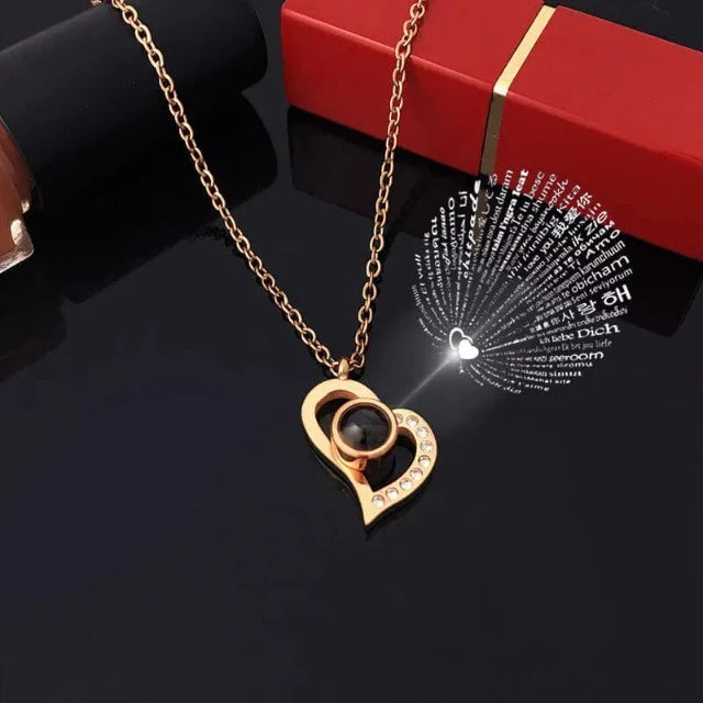 Collar Colgante Corazón "Te Amo" con Caja de Regalo oro