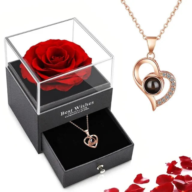 Collar Colgante Corazón "Te Amo" con Caja de Regalo Oro