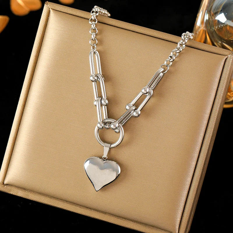 Collar Colgante Corazón Gargantilla plata