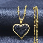 Collar Colgante Corazón & Circonitas oro y negro