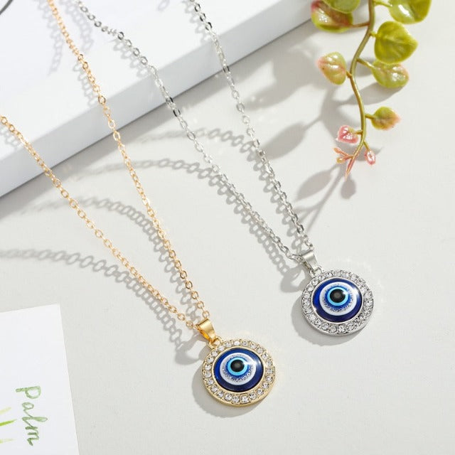 Collar Colgante Contra el Mal de Ojo Azul Griego Turco Matiasma Mataki