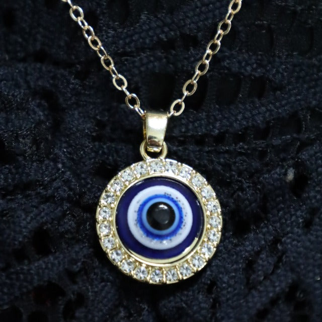 Collar Colgante Contra el Mal de Ojo Azul Griego Turco Matiasma Mataki plata