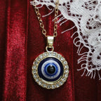 Collar Colgante Contra el Mal de Ojo Azul Griego Turco Matiasma Mataki oro