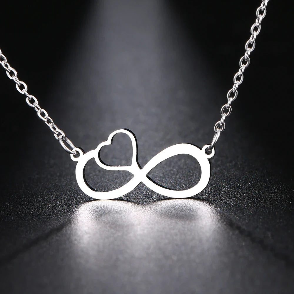 Collar Colgante Mujer Símbolo Infinito y Corazón plata