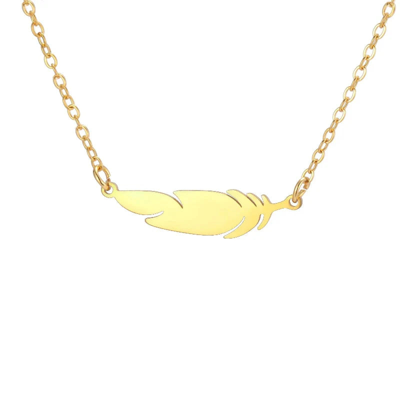 Collar Colgante Pluma Fina estilo b oro