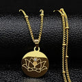 Collar Colgante Flor de Loto Cadena & Medallón oro