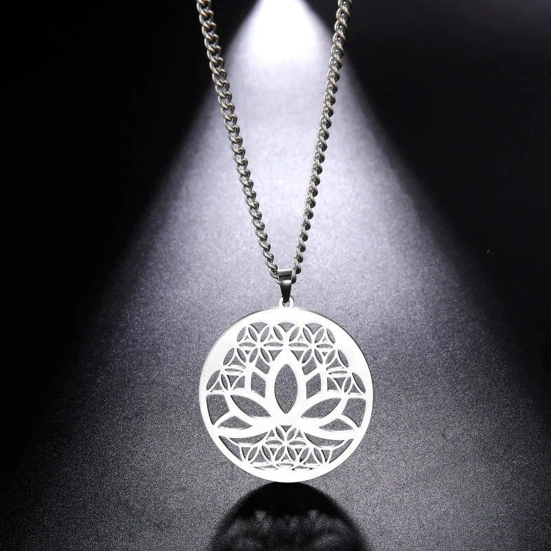 Collar Colgante Flor de Loto Zen plata
