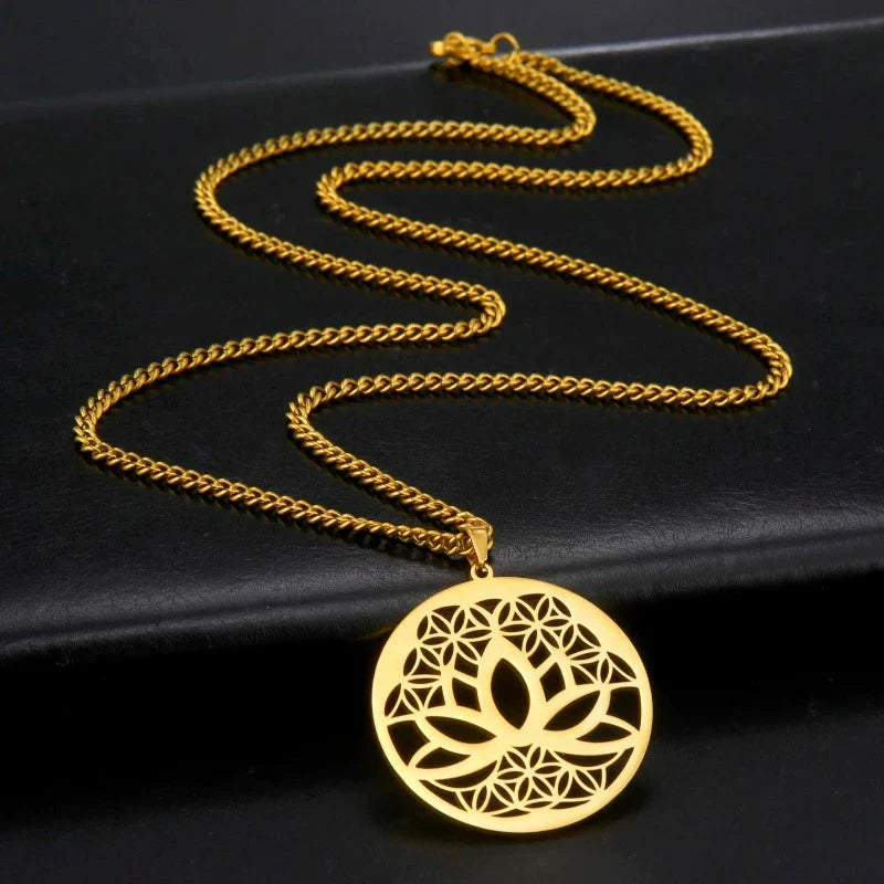 Collar Colgante Flor de Loto Zen oro