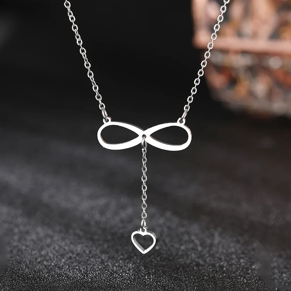 Collar Colgante Infinito y Corazón plata