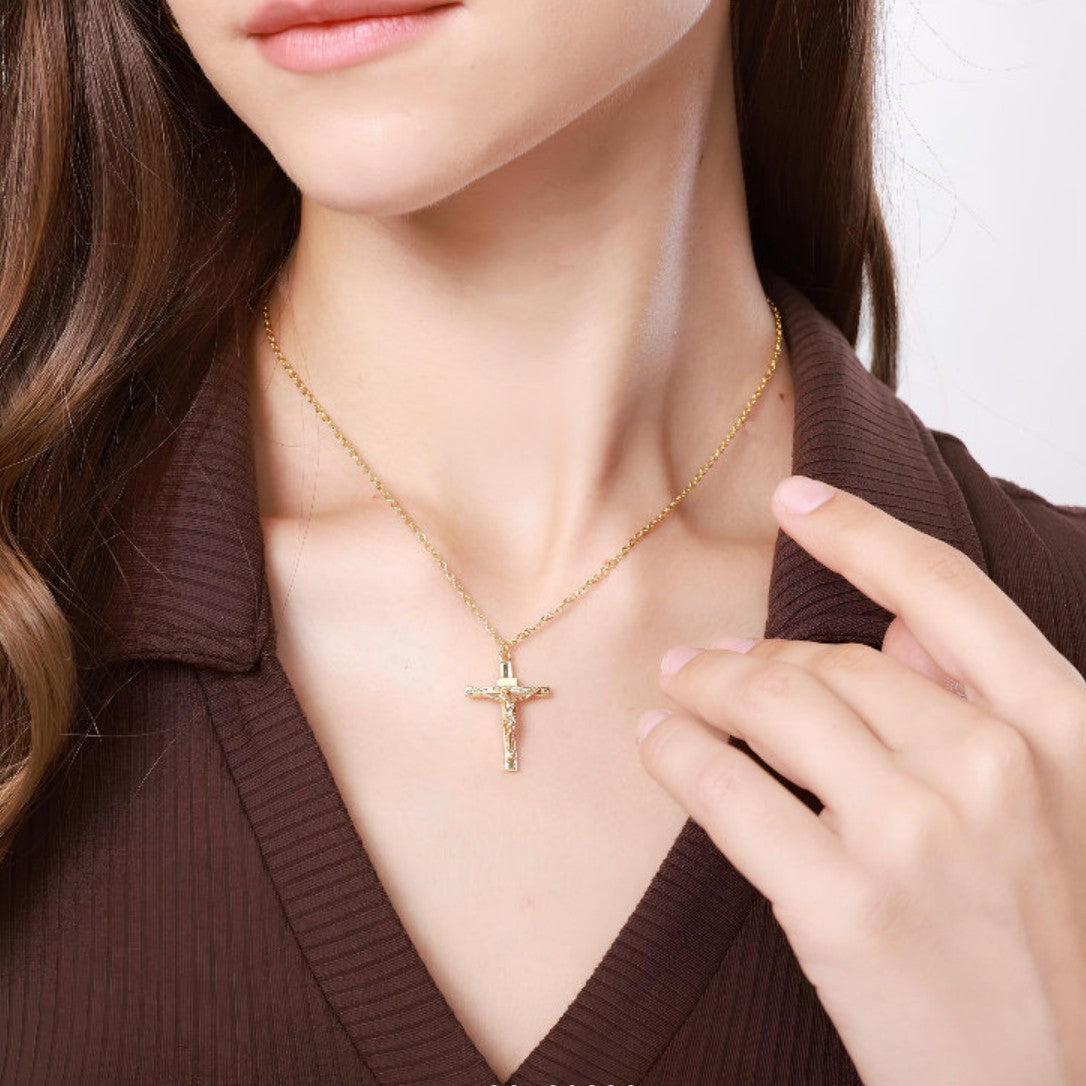 Collar y Colgante Cruz Jesús para Hombre