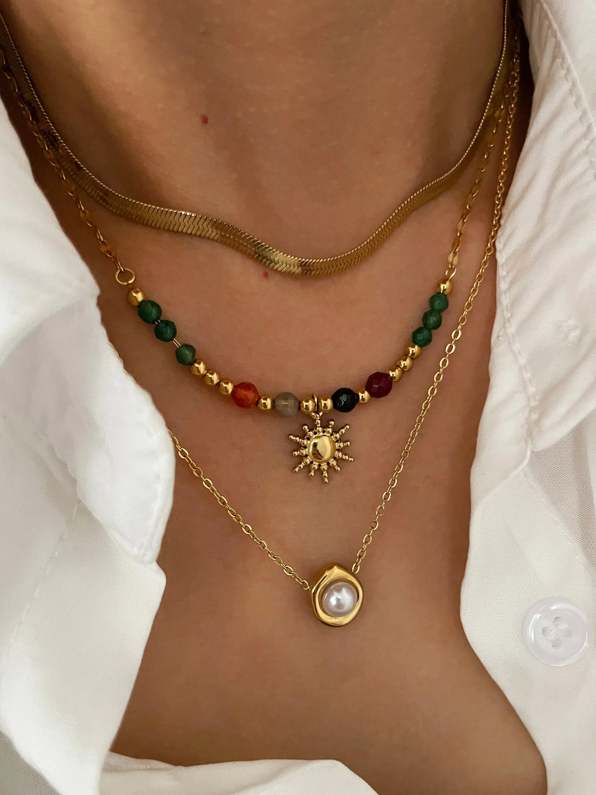 Collares Colgante Sol y Perlas a