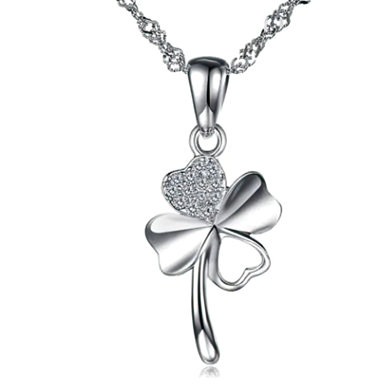 Collar Colgante Trébol de 4 Hojas para Mujer Plata