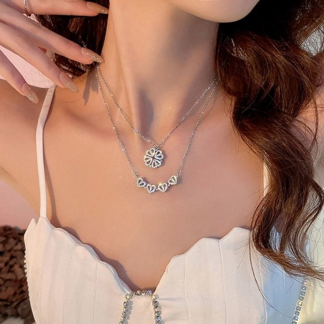 Collar colgante trébol corazón con caja de regalo