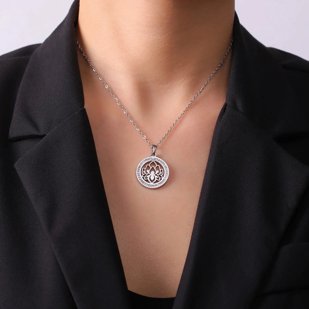 Collar Colgante Zen Mujer Flor de Loto plata